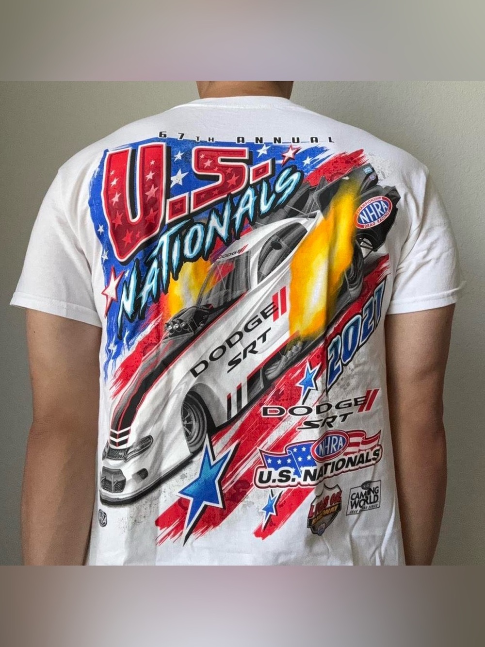 NHRA Dodge SRT Nationals Racing Graphics White Tee Shirt Nascar